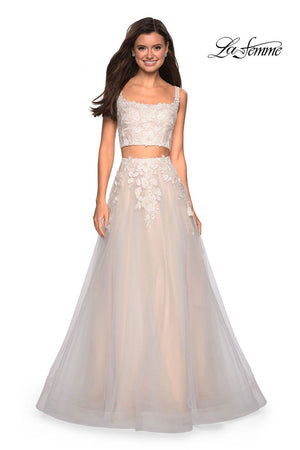 La Femme 27635 prom dress images.  La Femme 27635 is available in these colors: Ivory Nude.