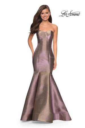 La Femme 27638 prom dress images.  La Femme 27638 is available in these colors: Purple Gold.