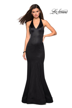 La Femme 27653 prom dress images.  La Femme 27653 is available in these colors: Black, Emerald, Red.