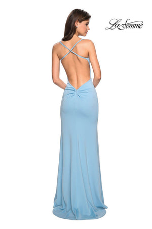 La Femme 27657 prom dress images.  La Femme 27657 is available in these colors: Black, Cloud Blue, White, Yellow.