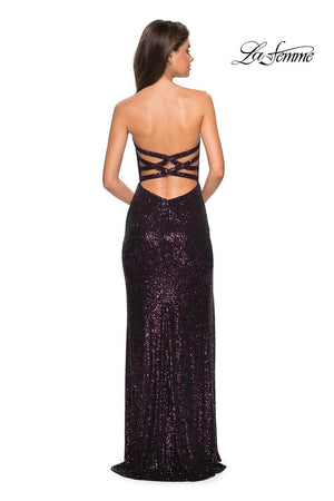 La Femme 27670 prom dress images.  La Femme 27670 is available in these colors: Plum.