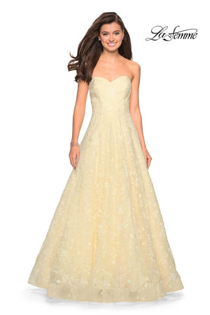 La Femme 27746 prom dress images.  La Femme 27746 is available in these colors: Burgundy, Cloud Blue, Lavender, Navy, Yellow.
