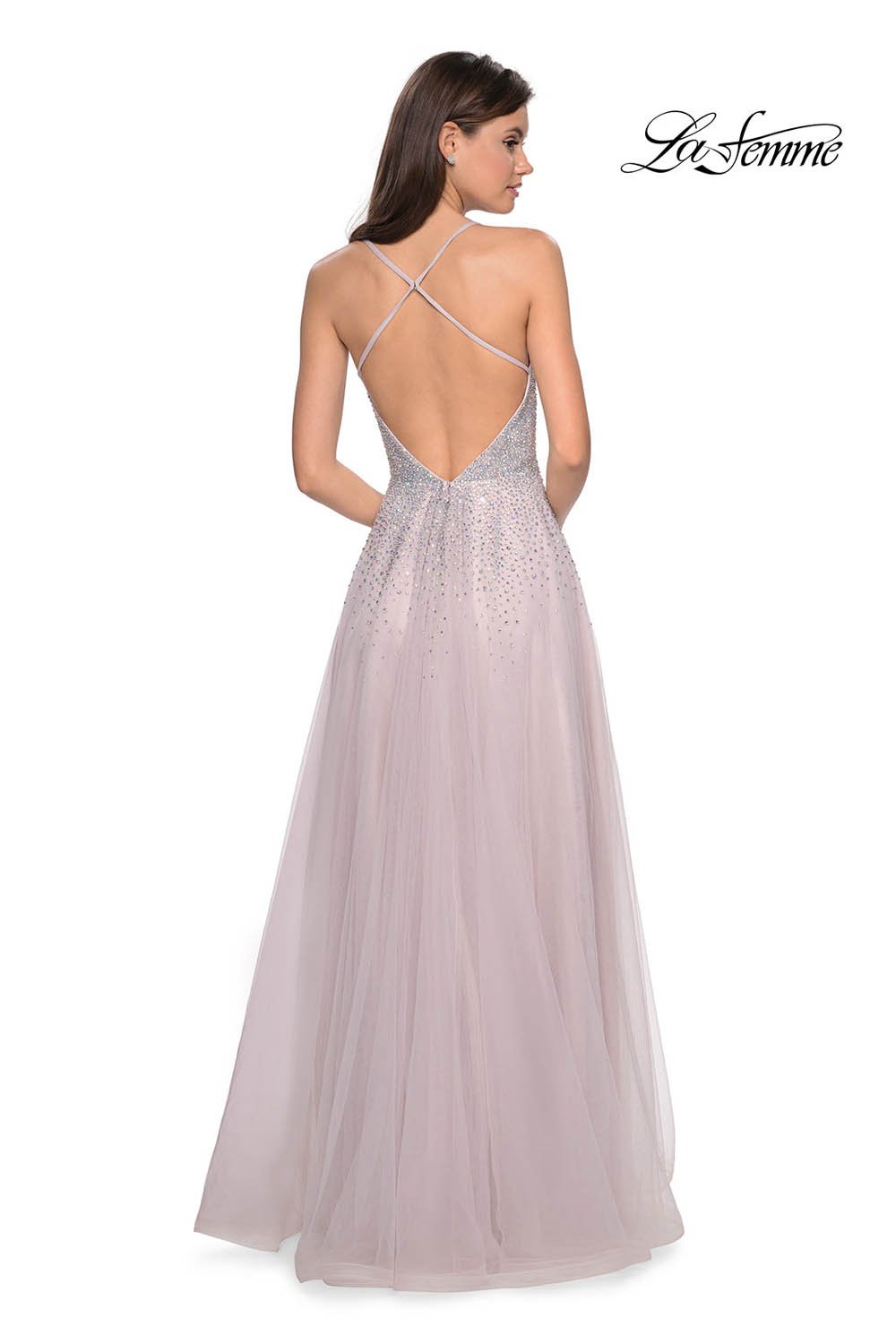 La Femme 27750 prom dress images.  La Femme 27750 is available in these colors: Cloud Blue, Mauve.