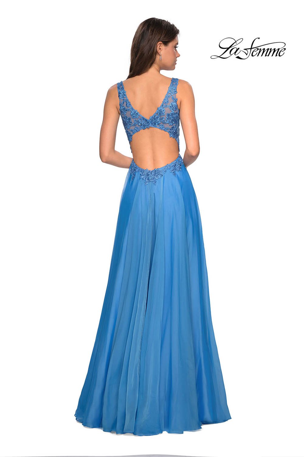 La Femme 27751 prom dress images.  La Femme 27751 is available in these colors: Cloud Blue, Mauve, Yellow.