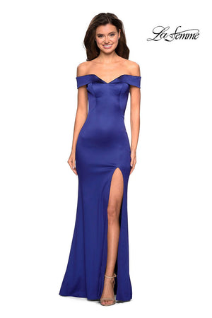 La Femme 27752 prom dress images.  La Femme 27752 is available in these colors: Black, Emerald, Navy, Nude, Red, Teal.