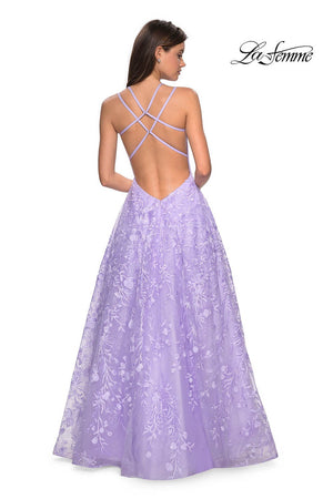 La Femme 27759 prom dress images.  La Femme 27759 is available in these colors: Lavender, Powder Blue.
