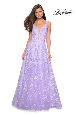 La Femme 27759 prom dress images.  La Femme 27759 is available in these colors: Lavender, Powder Blue.