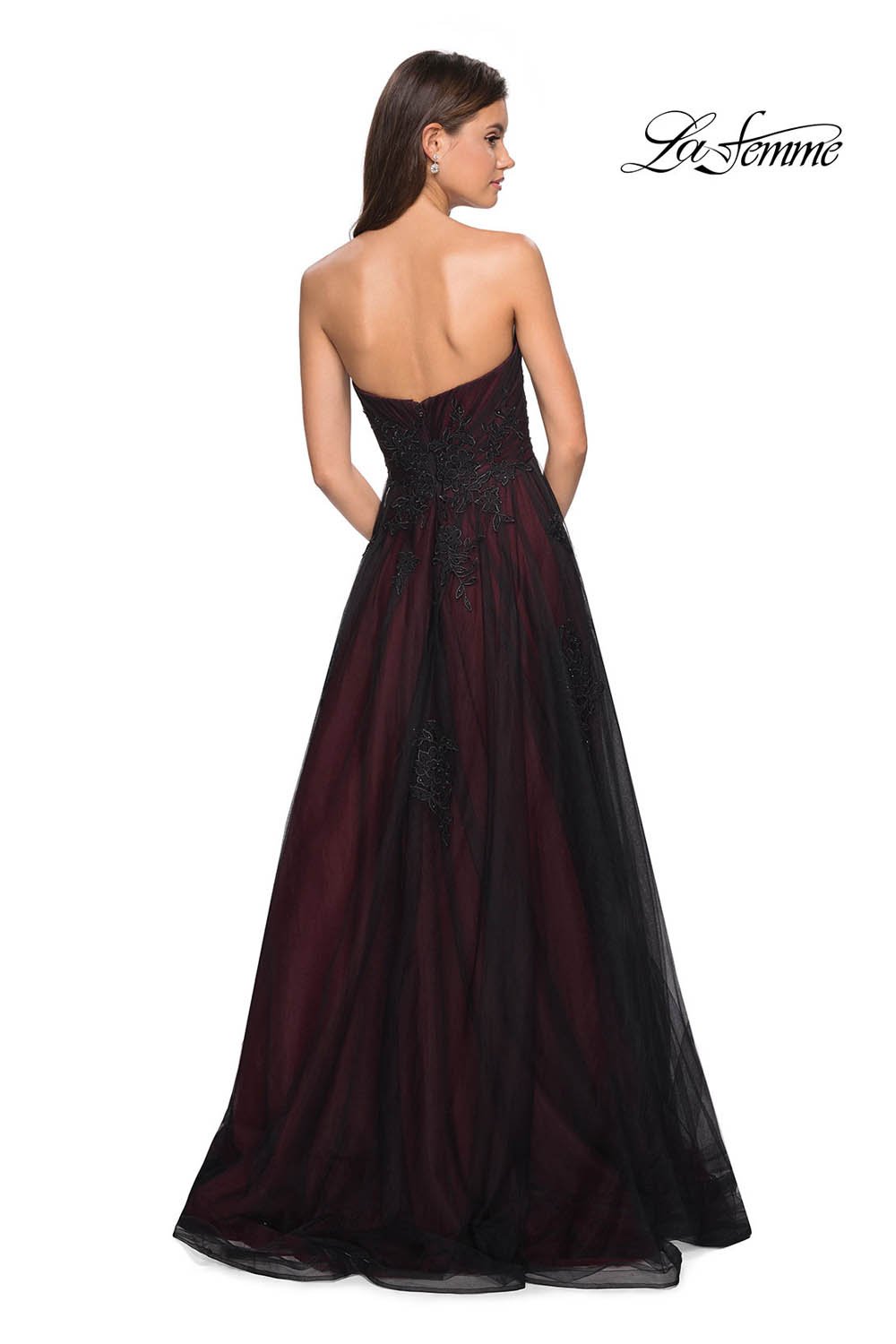 Maroon and on sale black prom dress