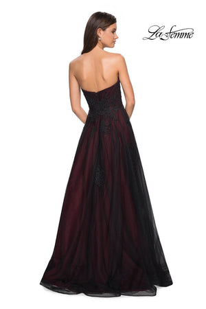 La Femme 27774 prom dress images.  La Femme 27774 is available in these colors: Black Burgundy.