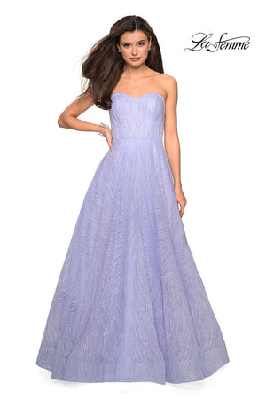 La Femme 27776 prom dress images.  La Femme 27776 is available in these colors: Gold, Lilac Mist, Navy.