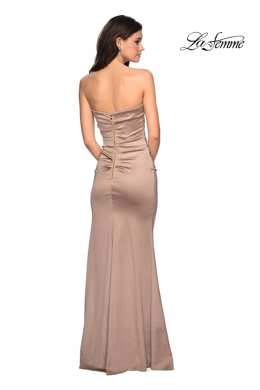 La Femme 27780 prom dress images.  La Femme 27780 is available in these colors: Forest Green, Fuchsia, Gold.