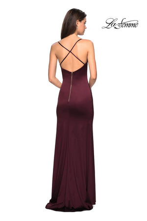 La Femme 27782 prom dress images.  La Femme 27782 is available in these colors: Burgundy, Navy.