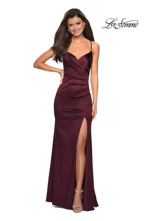 La Femme 27782 prom dress images.  La Femme 27782 is available in these colors: Burgundy, Navy.