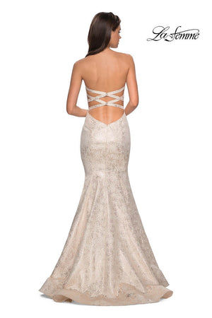 La Femme 27789 prom dress images.  La Femme 27789 is available in these colors: Ivory Gold.