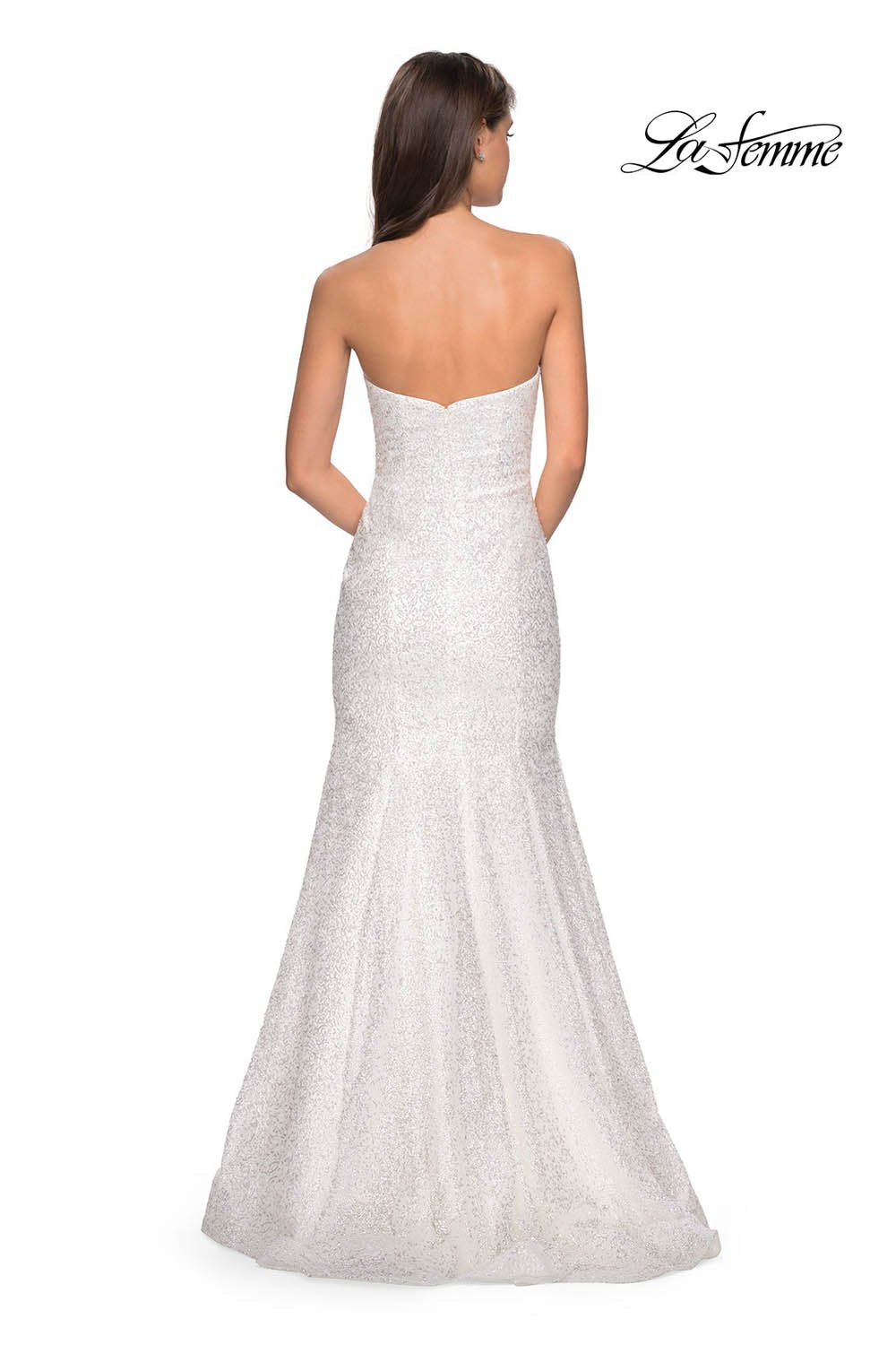 La Femme 27791 prom dress images.  La Femme 27791 is available in these colors: White.