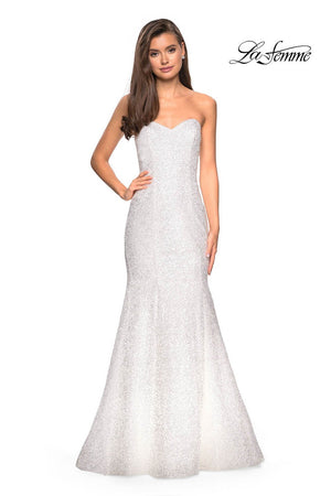 La Femme 27791 prom dress images.  La Femme 27791 is available in these colors: White.
