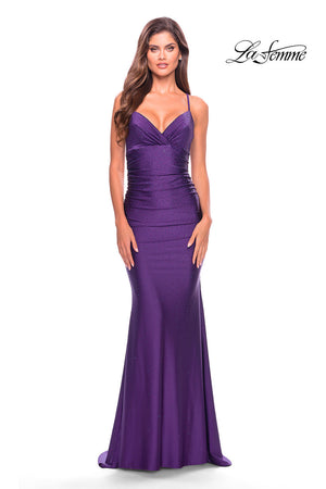 La Femme 30996 prom dress images.  La Femme 30996 is available in these colors: Black, Red, Royal Blue, Royal Purple.