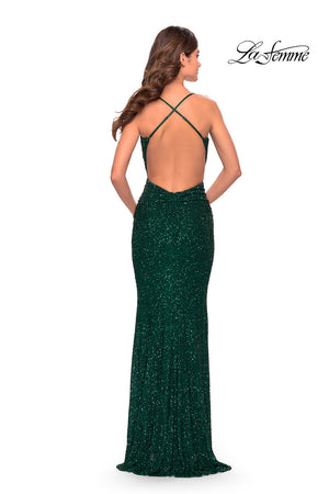 La Femme 31027 prom dress images.  La Femme 31027 is available in these colors: Black, Emerald, Red, Rose Gold, Royal Blue.