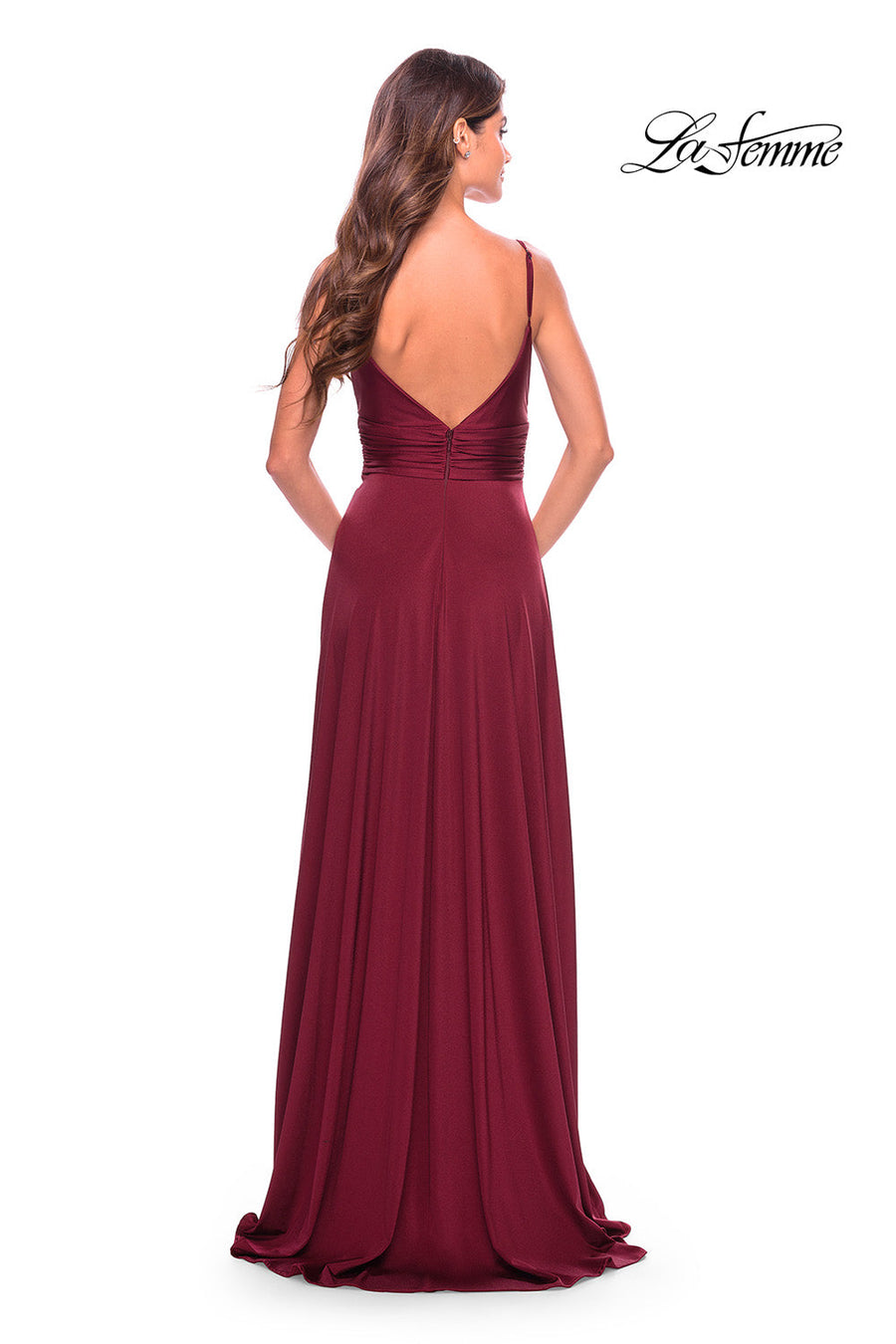 La Femme 31090 prom dress images.  La Femme 31090 is available in these colors: Black, Dark Berry, Emerald, Nude, Silver.