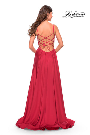 La Femme 31105 prom dress images.  La Femme 31105 is available in these colors: Emerald, Navy, Red.