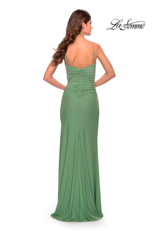 La Femme 31107 prom dress images.  La Femme 31107 is available in these colors: Red, Royal Blue, Sage.