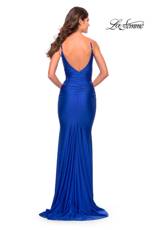 La Femme 31109 prom dress images.  La Femme 31109 is available in these colors: Emerald, Royal Blue.