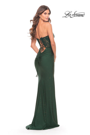 La Femme 31180 prom dress images.  La Femme 31180 is available in these colors: Black, Dark Berry, Dark Emerald, Light Periwinkle, Royal Blue, Sage.