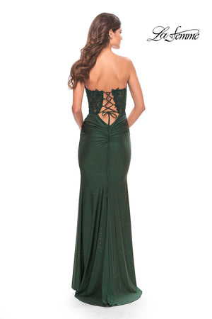 La Femme 31180 prom dress images.  La Femme 31180 is available in these colors: Black, Dark Berry, Dark Emerald, Light Periwinkle, Royal Blue, Sage.