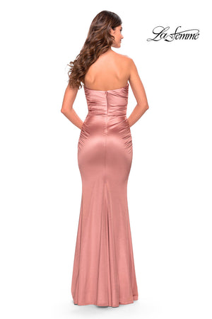 La Femme 31189 prom dress images.  La Femme 31189 is available in these colors: Champagne, Dark Emerald, Deep Red, Mauve, Navy, Royal Blue, Silver, White.