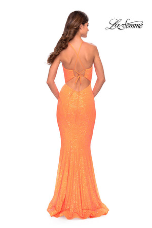 La Femme 31199 prom dress images.  La Femme 31199 is available in these colors: Neon Pink, Orange.