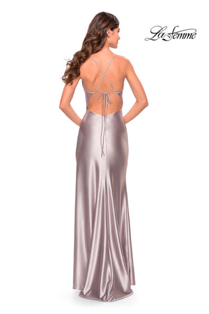 La Femme 31208 prom dress images.  La Femme 31208 is available in these colors: Blush, Bronze, Silver, Teal.