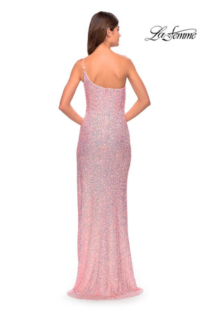 La Femme 31212 prom dress images.  La Femme 31212 is available in these colors: Champagne, Light Pink, Sage, Silver.