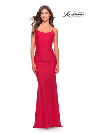 La Femme 31218 prom dress images.  La Femme 31218 is available in these colors: Emerald, Red, Royal Blue.