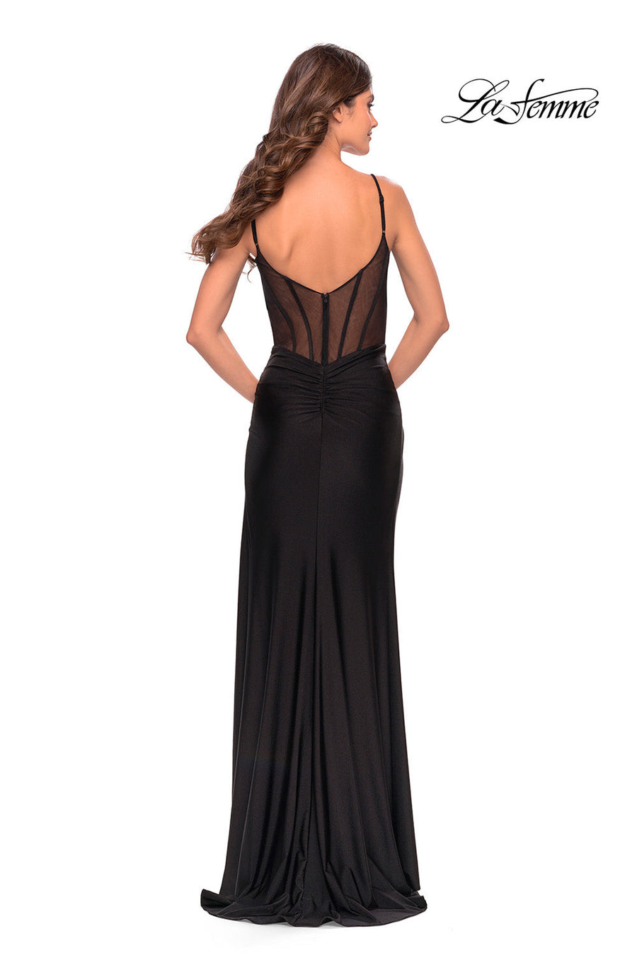La Femme 31229 prom dress images.  La Femme 31229 is available in these colors: Black, Dark Berry, Emerald.