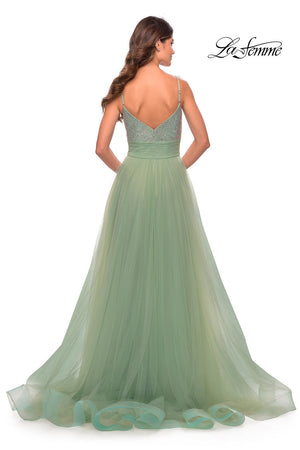 La Femme 31238 prom dress images.  La Femme 31238 is available in these colors: Dark Berry, Dusty Mauve, Royal Blue, Sage.