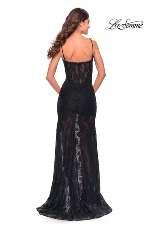 La Femme 31252 prom dress images.  La Femme 31252 is available in these colors: Black, Dark Berry, Dark Emerald.