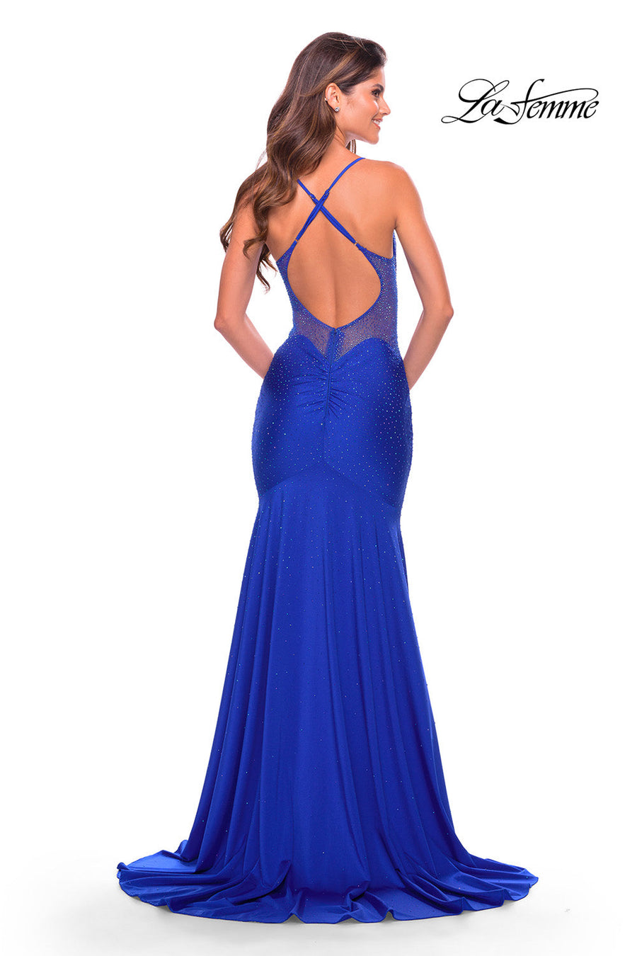 La Femme 31279 prom dress images.  La Femme 31279 is available in these colors: Black, Royal Blue.