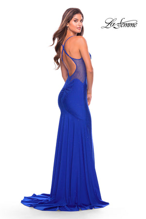 La Femme 31279 prom dress images.  La Femme 31279 is available in these colors: Black, Royal Blue.