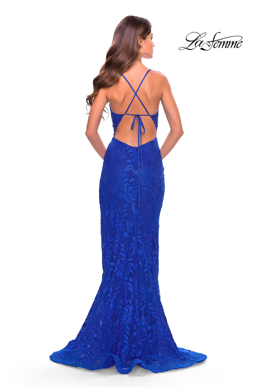 La Femme 31288 prom dress images.  La Femme 31288 is available in these colors: Black, Dark Emerald, Royal Blue, Sage.