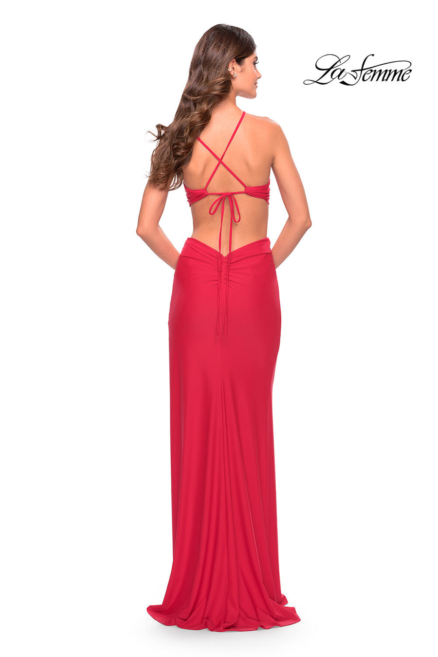 La Femme 31293 prom dress images.  La Femme 31293 is available in these colors: Black, Red.