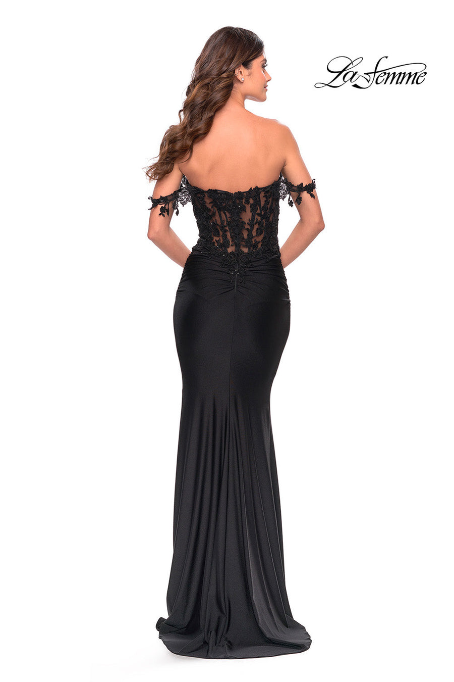 La Femme 31314 prom dress images.  La Femme 31314 is available in these colors: Black.