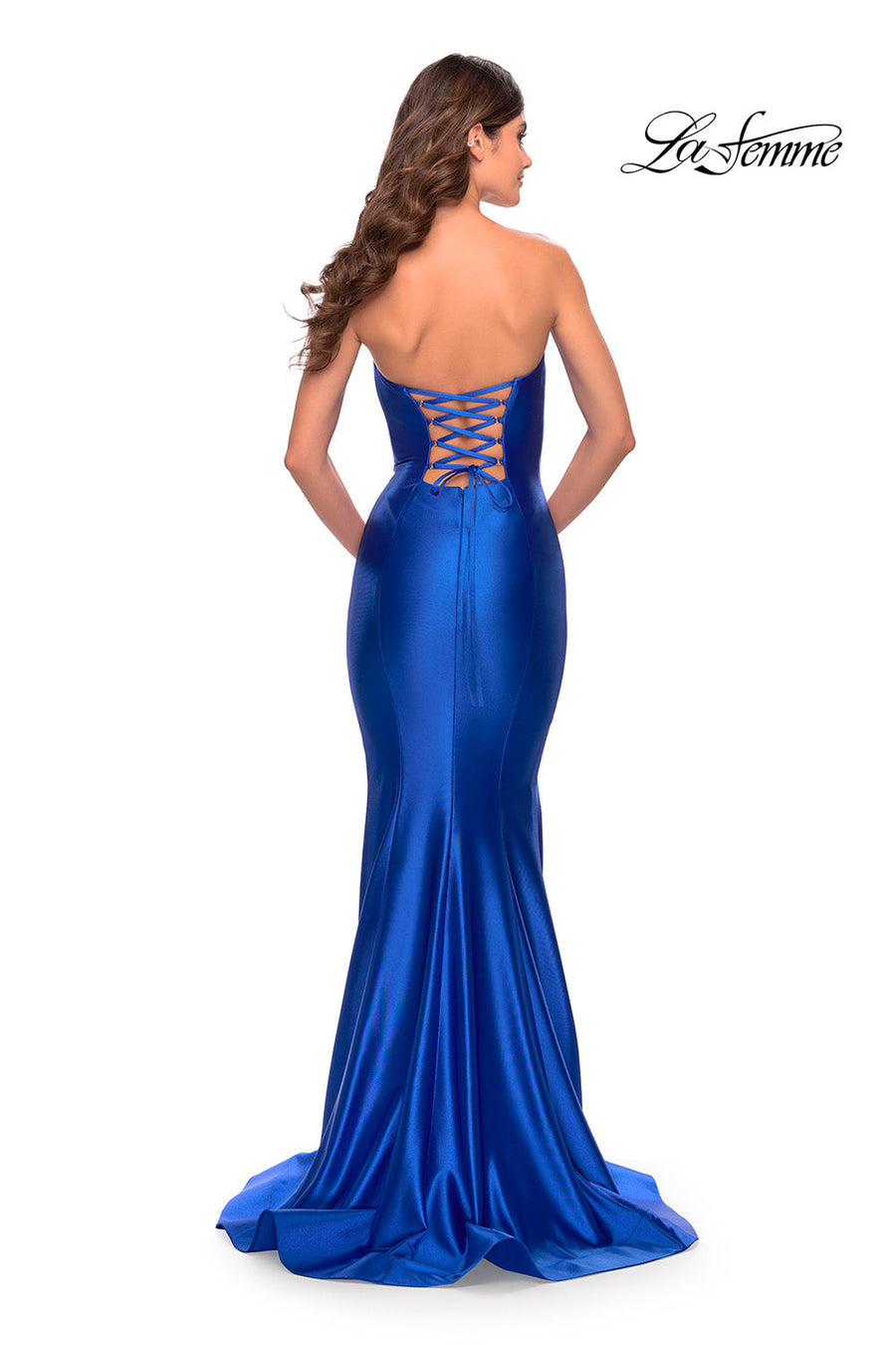 La Femme 31321 prom dress images.  La Femme 31321 is available in these colors: Black, Dark Emerald, Royal Blue, Silver.