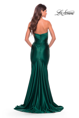 La Femme 31322 prom dress images.  La Femme 31322 is available in these colors: Bronze, Dark Emerald, Navy, Silver.