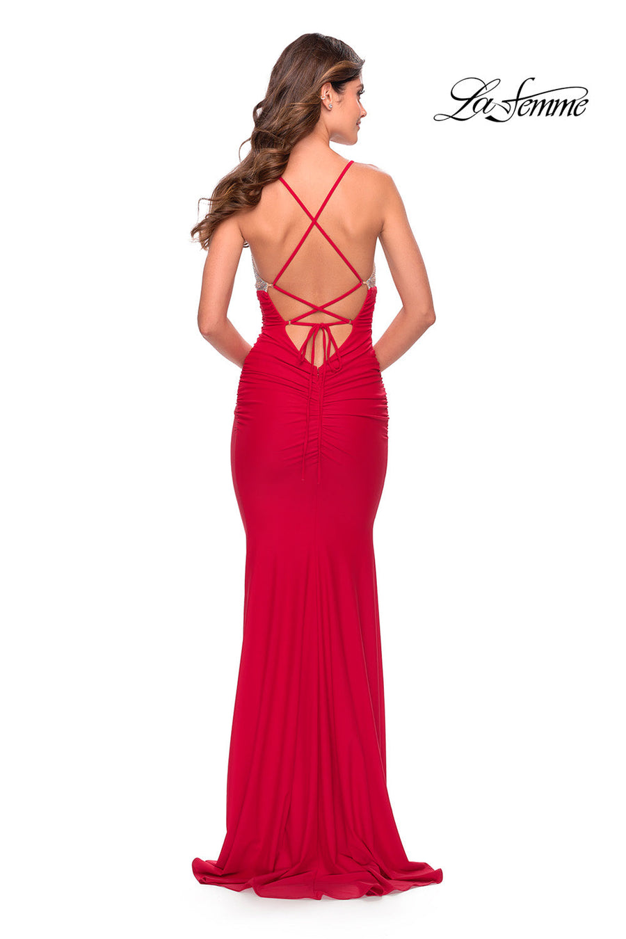 La Femme 31337 prom dress images.  La Femme 31337 is available in these colors: Black, Emerald, Red, Royal Blue.