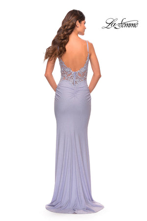 La Femme 31341 prom dress images.  La Femme 31341 is available in these colors: Black, Light Periwinkle, Sage.