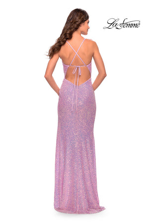 La Femme 31349 prom dress images.  La Femme 31349 is available in these colors: Hot Coral, Light Periwinkle, Slate.
