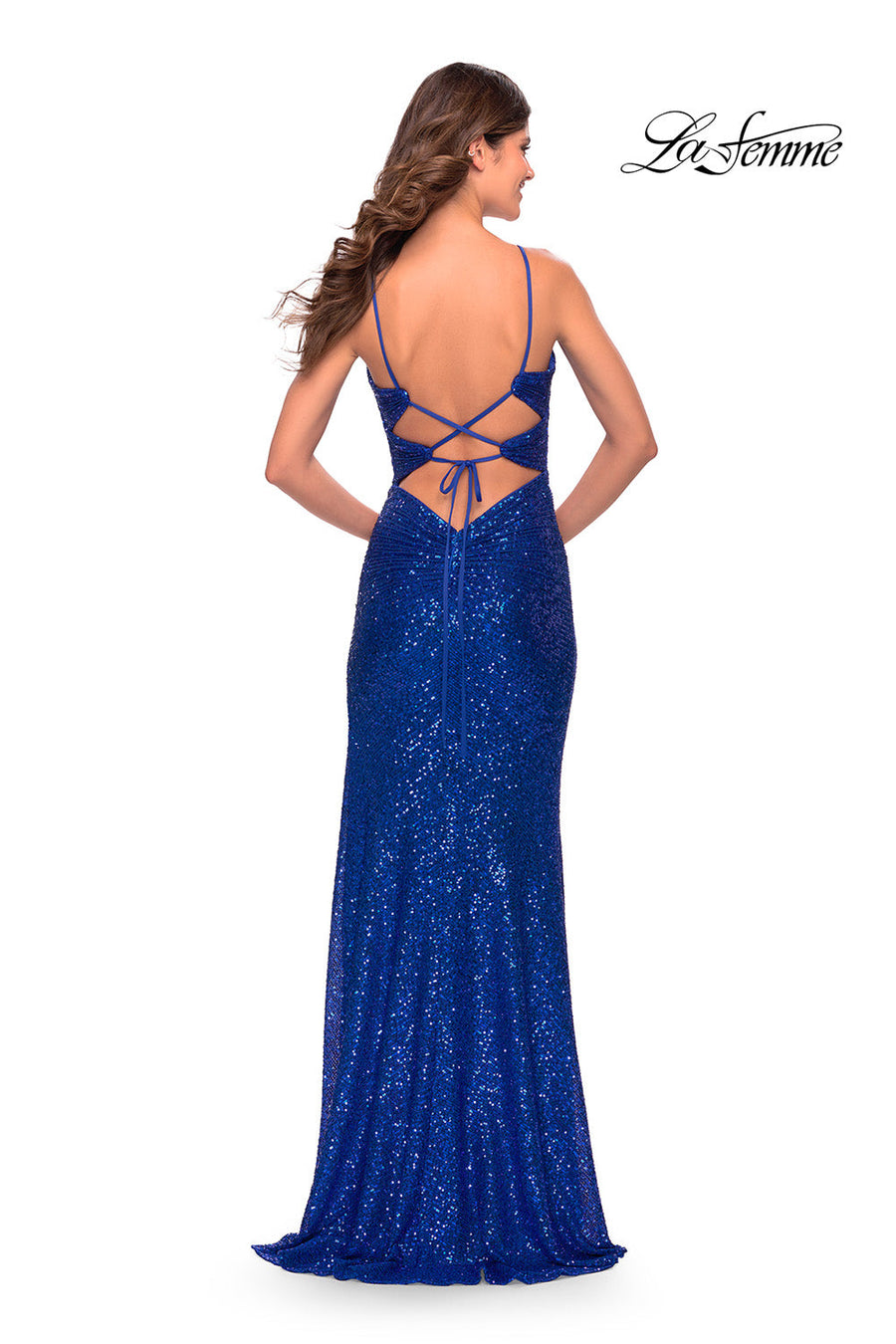 La Femme 31356 prom dress images.  La Femme 31356 is available in these colors: Periwinkle, Royal Blue.