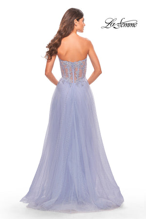 La Femme 31367 prom dress images.  La Femme 31367 is available in these colors: Cloud Blue, Light Periwinkle, Sage.