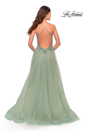 La Femme 31369 prom dress images.  La Femme 31369 is available in these colors: Light Periwinkle, Sage.