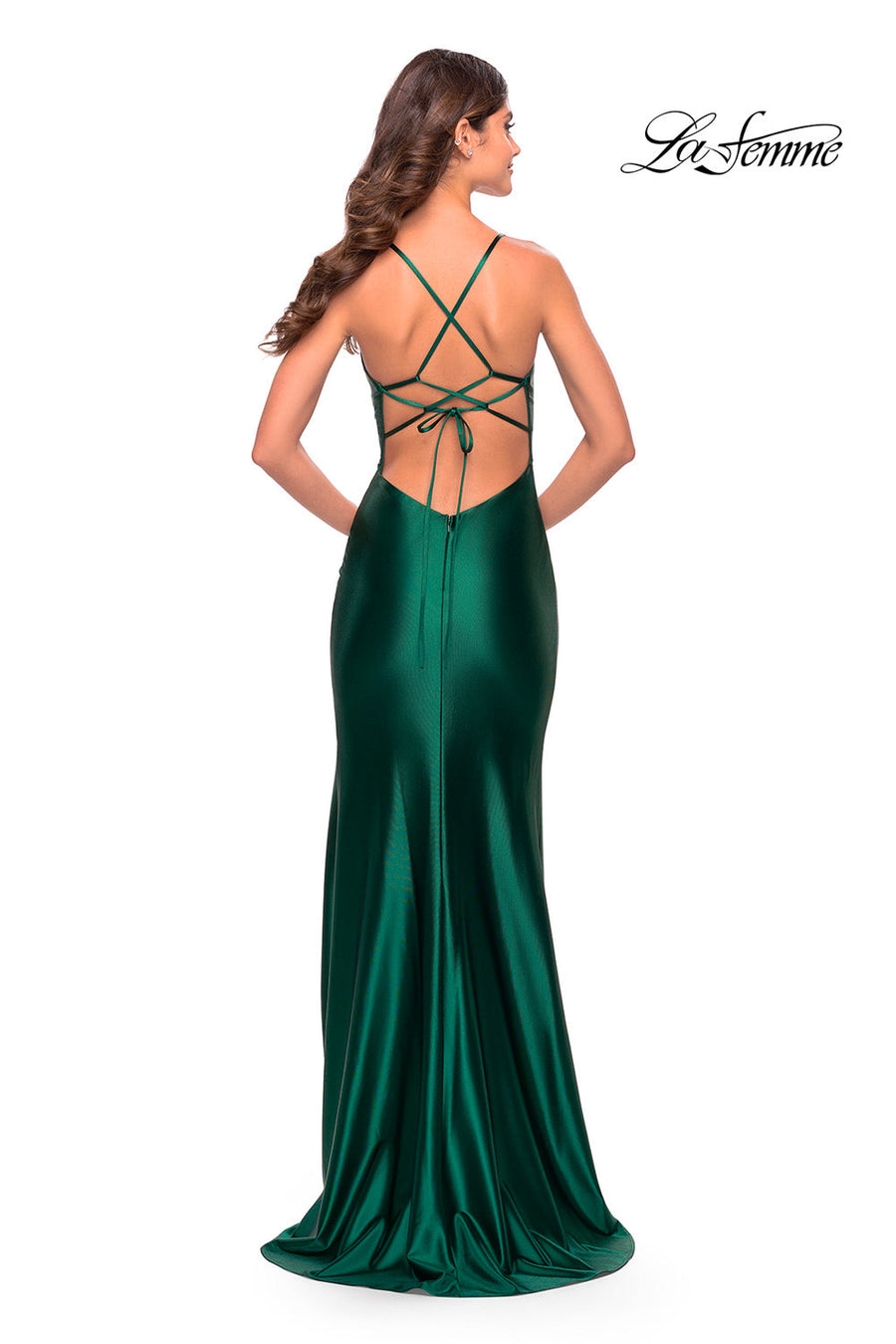 La Femme 31375 prom dress images.  La Femme 31375 is available in these colors: Dark Emerald, Royal Blue.